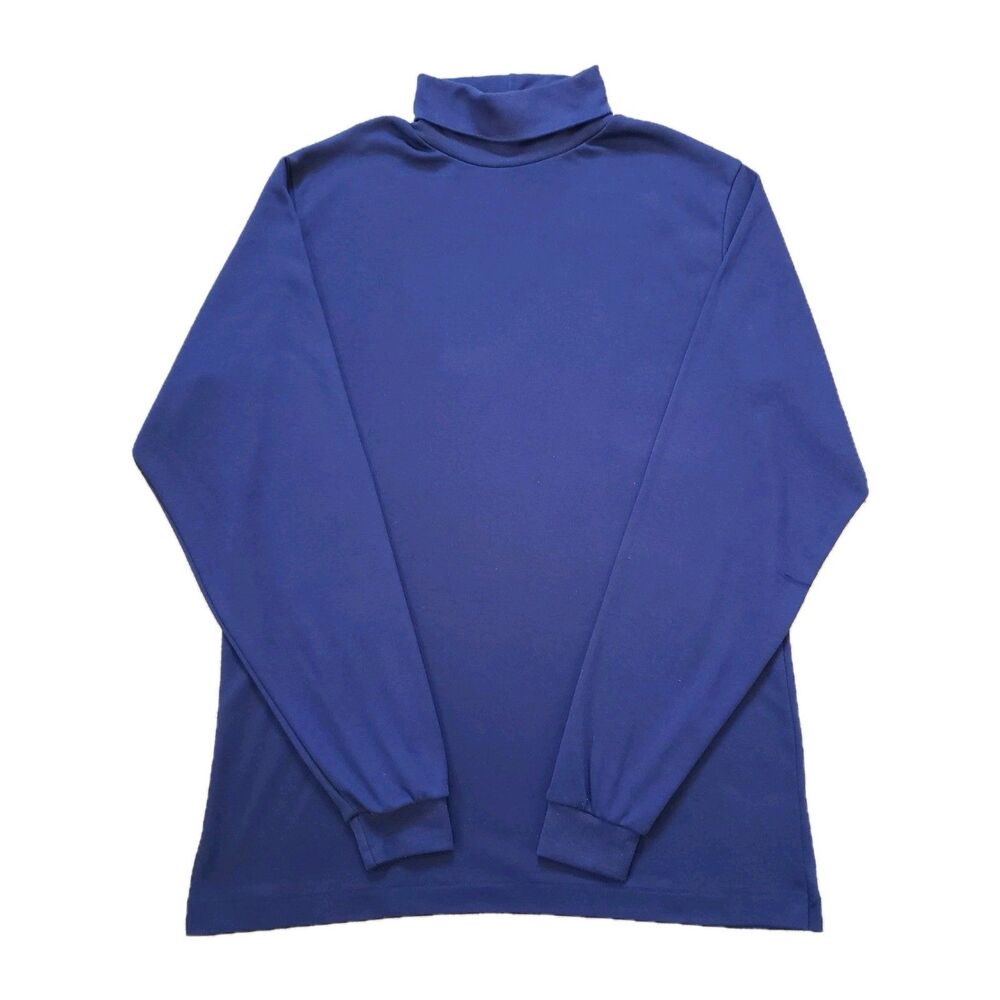 Vintage 80s LL Bean Sz Large USA Made Mens Navy Blue Turtleneck Long Sleeve
